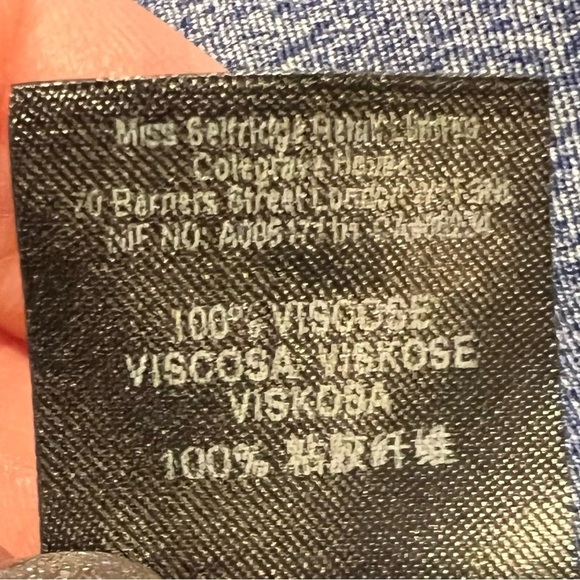 Miss Selfridge Blue Floral Belt Sleeve Belted Dress Size 6 - Picture 8 of 9